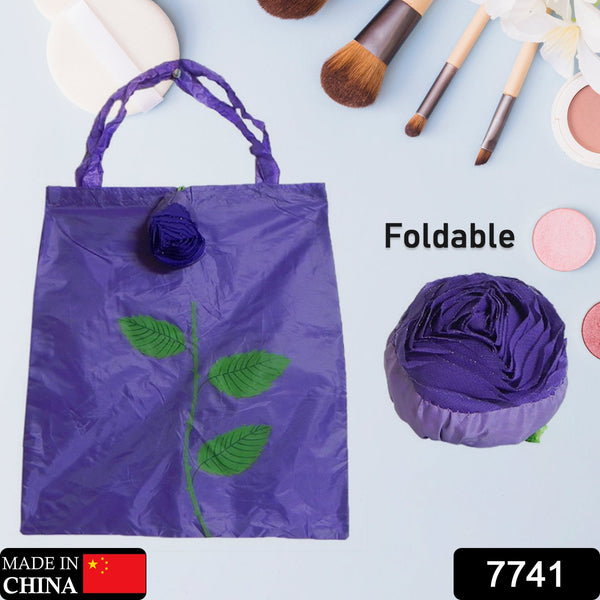 Reusable eco-friendly nylon shopping bag with rose pattern