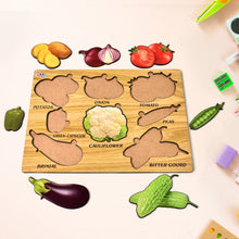 Wooden Vegetable Puzzle Learning Educational Board (1 Set / 28×20 Cm)