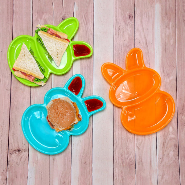 Multicolor rabbit-shaped dishes for kids, set of 6