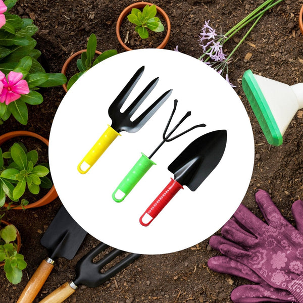 Colorful garden tool set of 3 pieces for easy gardening