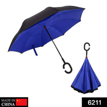 Upside down reverse umbrella showing its innovative design.