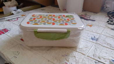 Lunch box with 3 sections, leak-proof, and spoon for convenient use