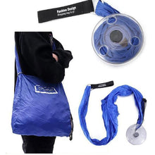 Blue foldable and reusable grocery bag with insulation